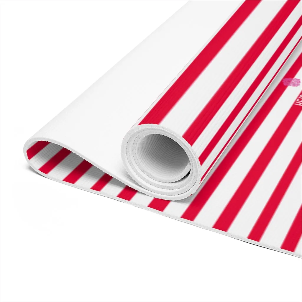 Red Stripes Foam Yoga Mat, Best Lightweight 0.25" thick Mat - Printed in USA (Size: 24″x72")