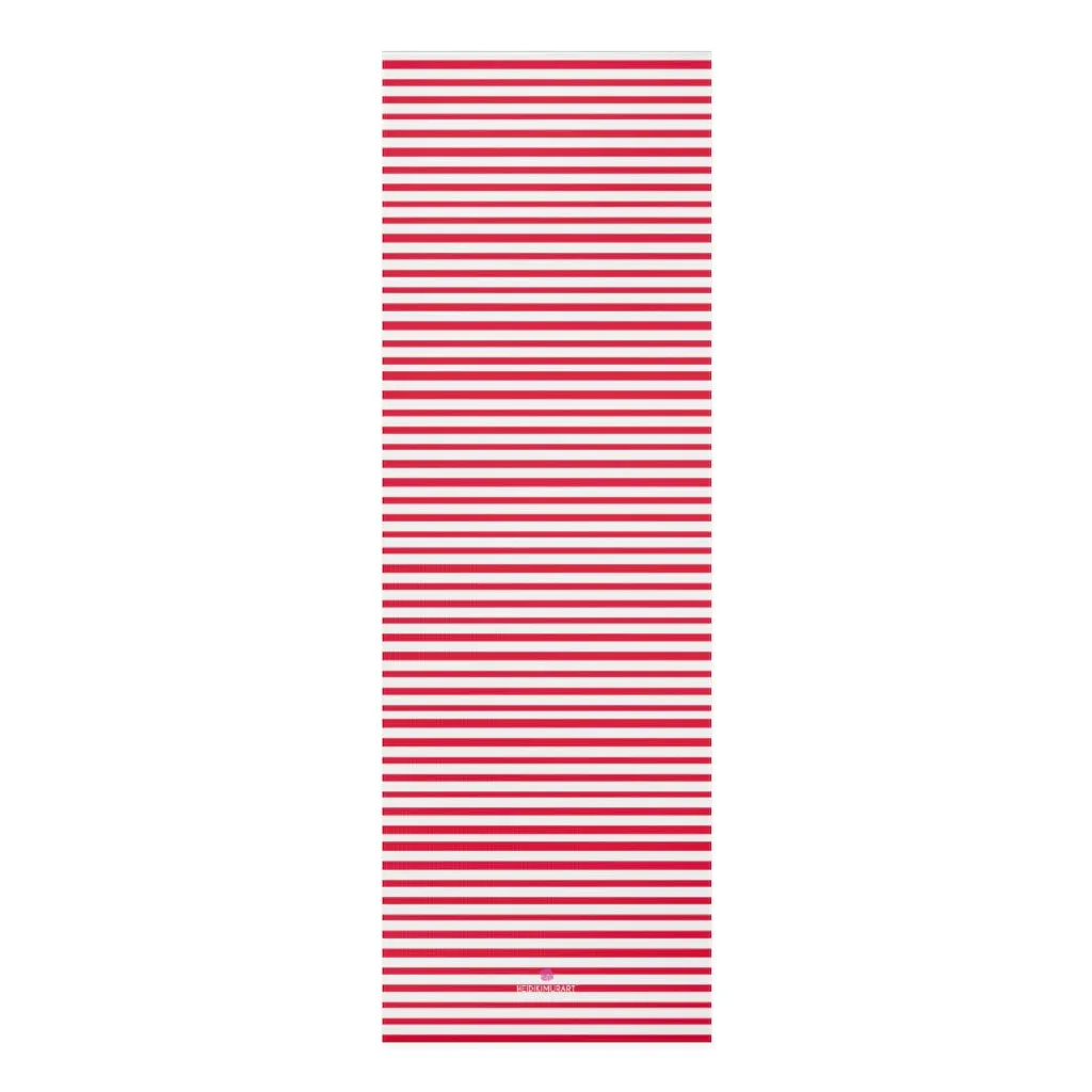 Red Stripes Foam Yoga Mat, Best Lightweight 0.25" thick Mat - Printed in USA (Size: 24″x72")