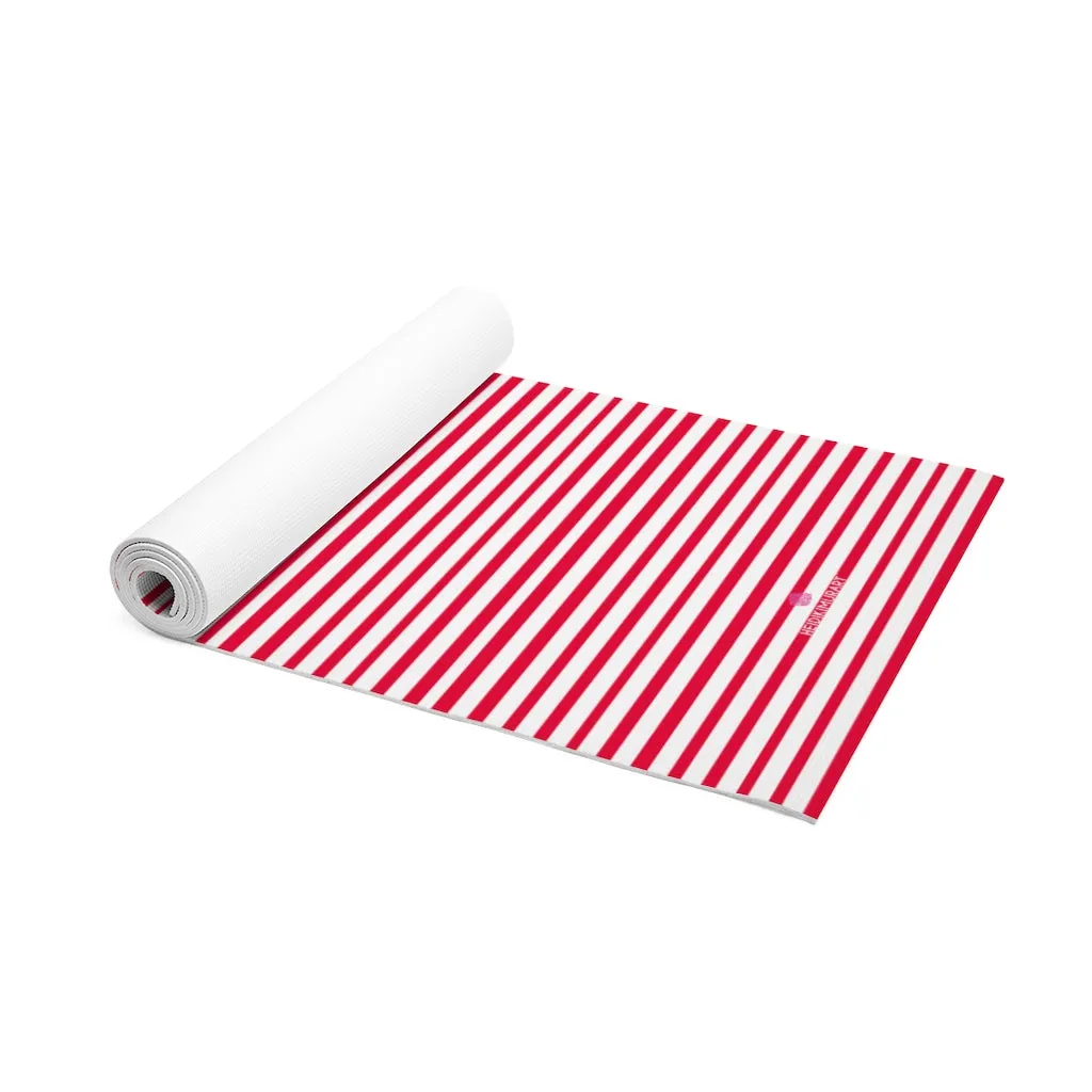 Red Stripes Foam Yoga Mat, Best Lightweight 0.25" thick Mat - Printed in USA (Size: 24″x72")