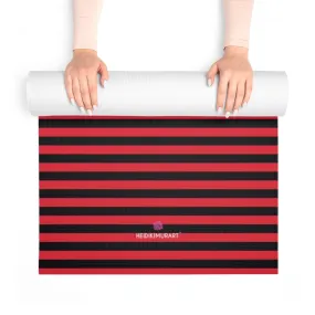 Red Stripes Foam Yoga Mat, Red and Black Striped Lightweight 0.25" thick Mat - Printed in USA (Size: 24″x72")