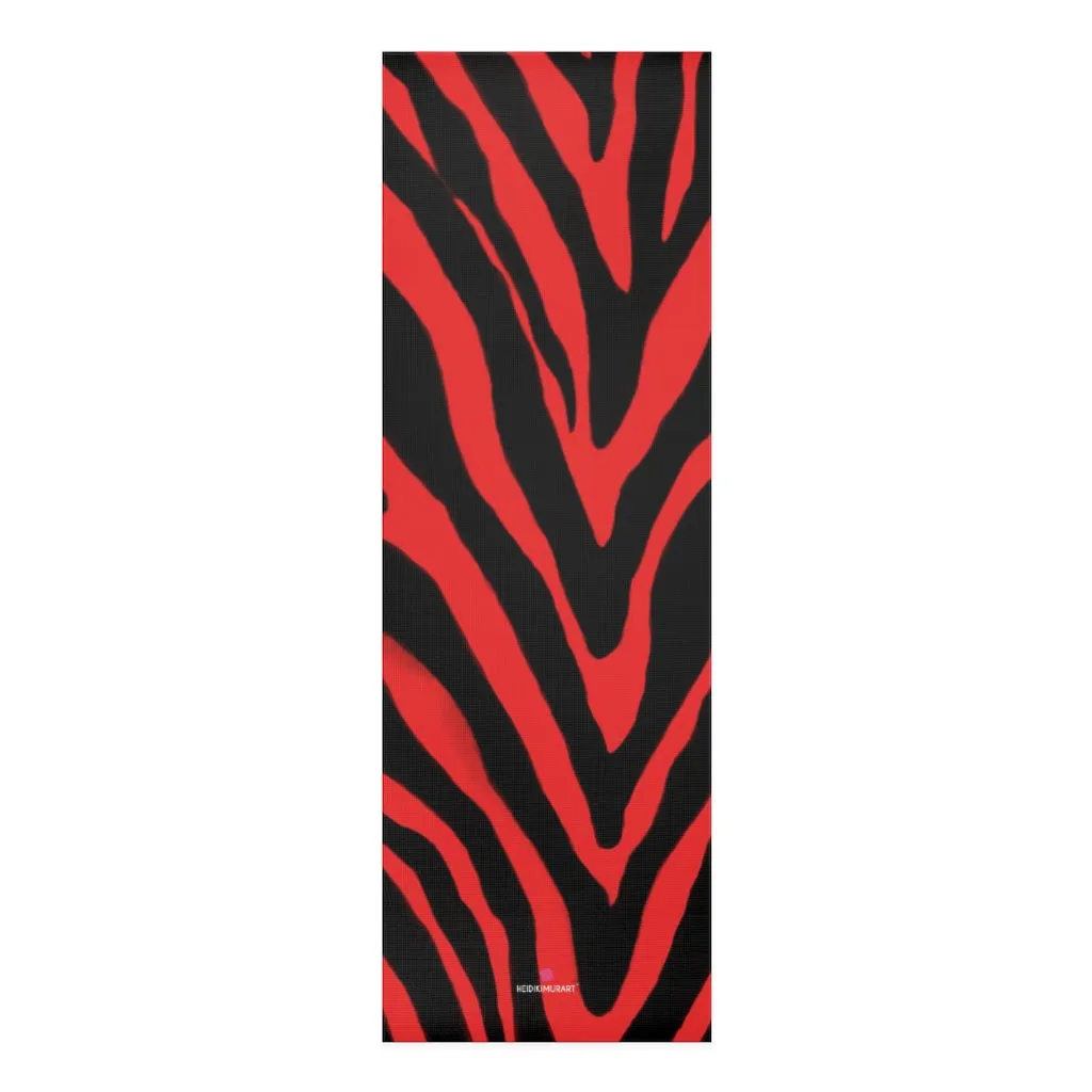 Red Zebra Foam Yoga Mat, Animal Print Wild & Fun Lightweight 0.25" thick Mat - Printed in USA (Size: 24″x72")