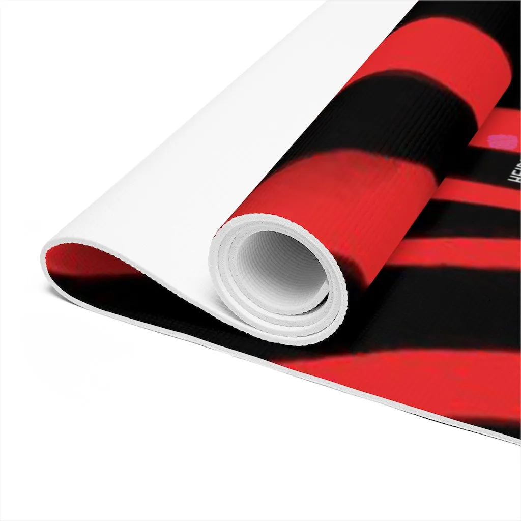 Red Zebra Foam Yoga Mat, Animal Print Wild & Fun Lightweight 0.25" thick Mat - Printed in USA (Size: 24″x72")