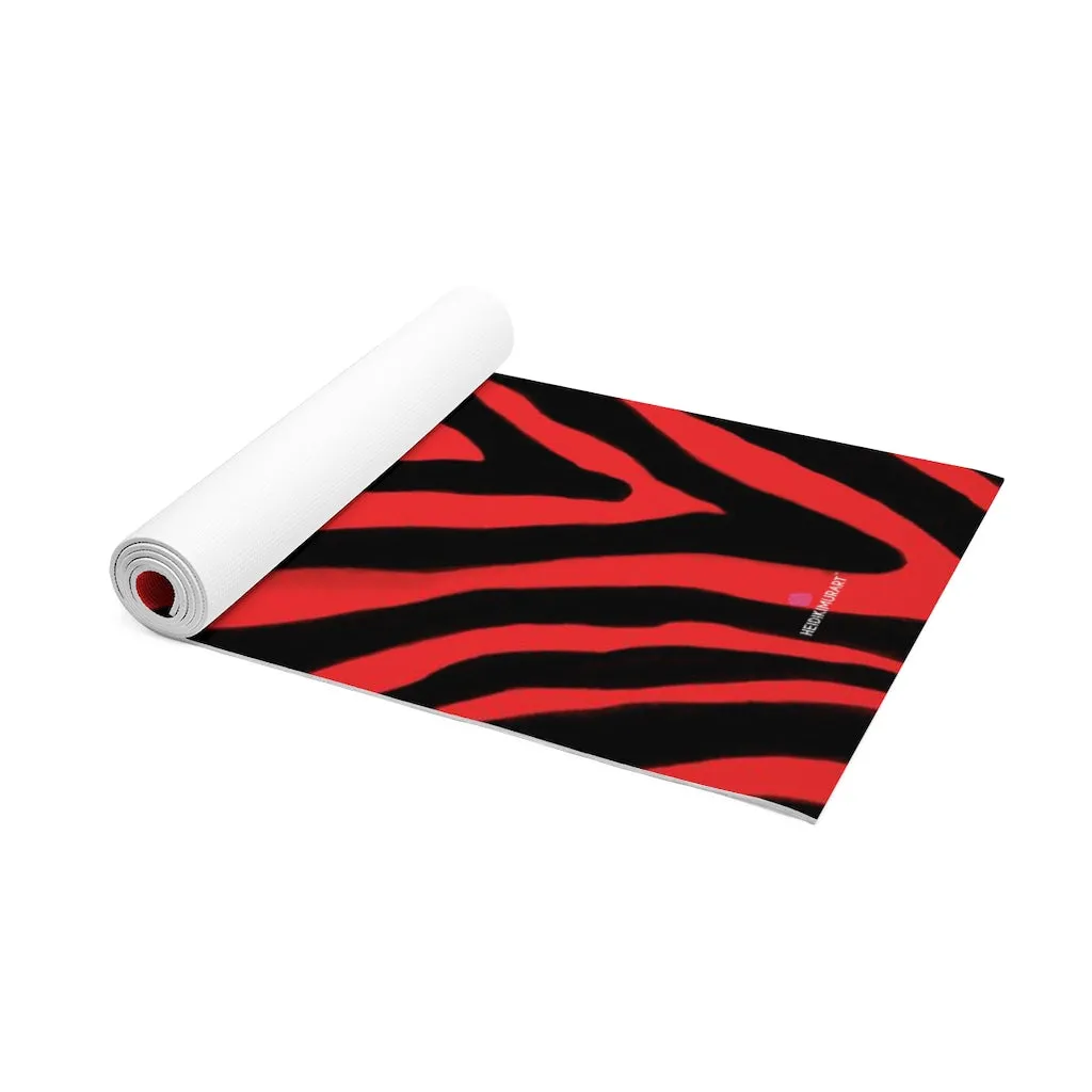 Red Zebra Foam Yoga Mat, Animal Print Wild & Fun Lightweight 0.25" thick Mat - Printed in USA (Size: 24″x72")