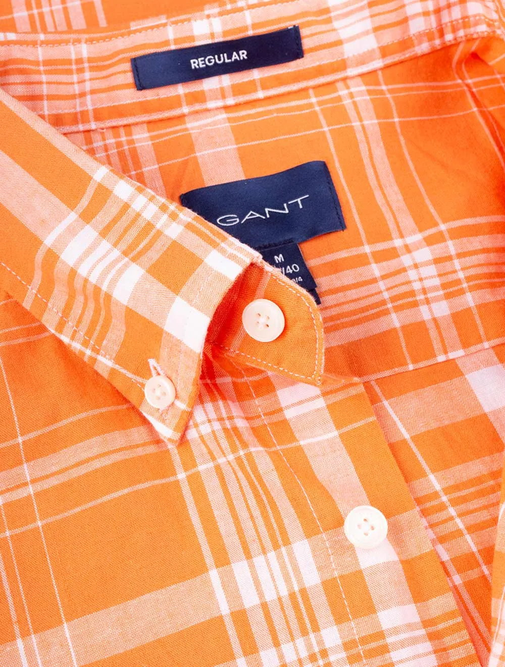 Regular Cotton Linen Short Sleeve Apricot Orange