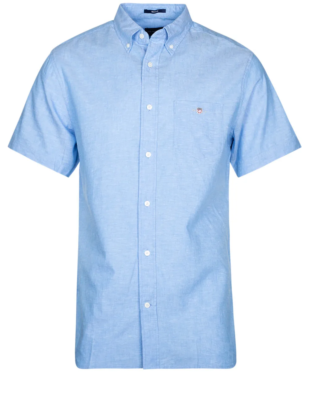 Regular Cotton Linen Short Sleeve Shirt Day Blue