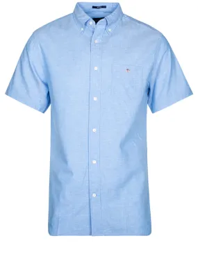 Regular Cotton Linen Short Sleeve Shirt Day Blue