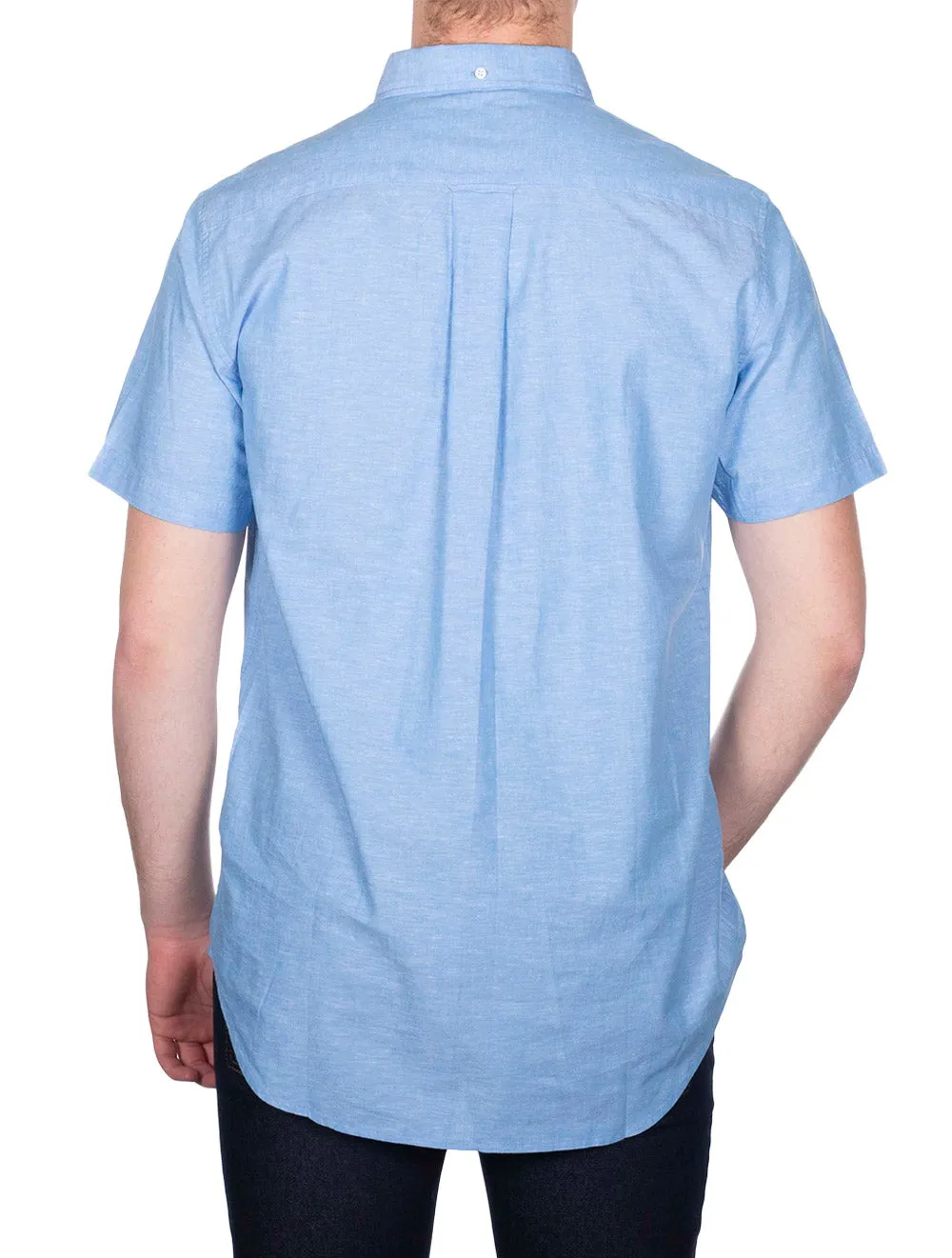 Regular Cotton Linen Short Sleeve Shirt Day Blue