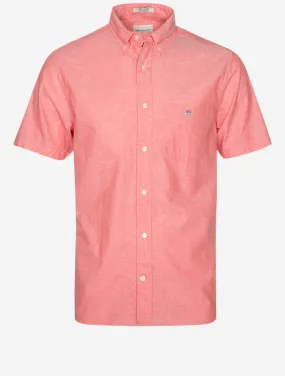 Regular Cotton Linen Short Sleeve Shirt Sunset Pink