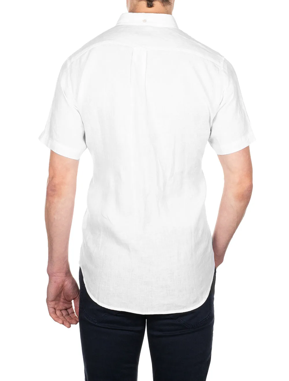 Regular Cotton Linen Short Sleeve Shirt White