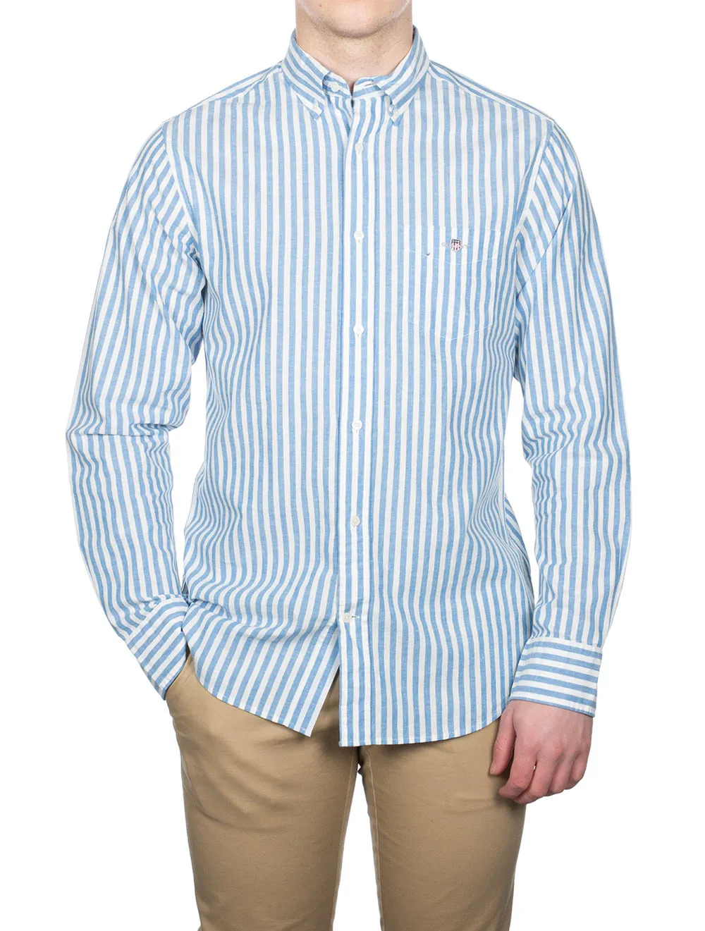 Regular Cotton Linen Stripe Shirt Day Blue