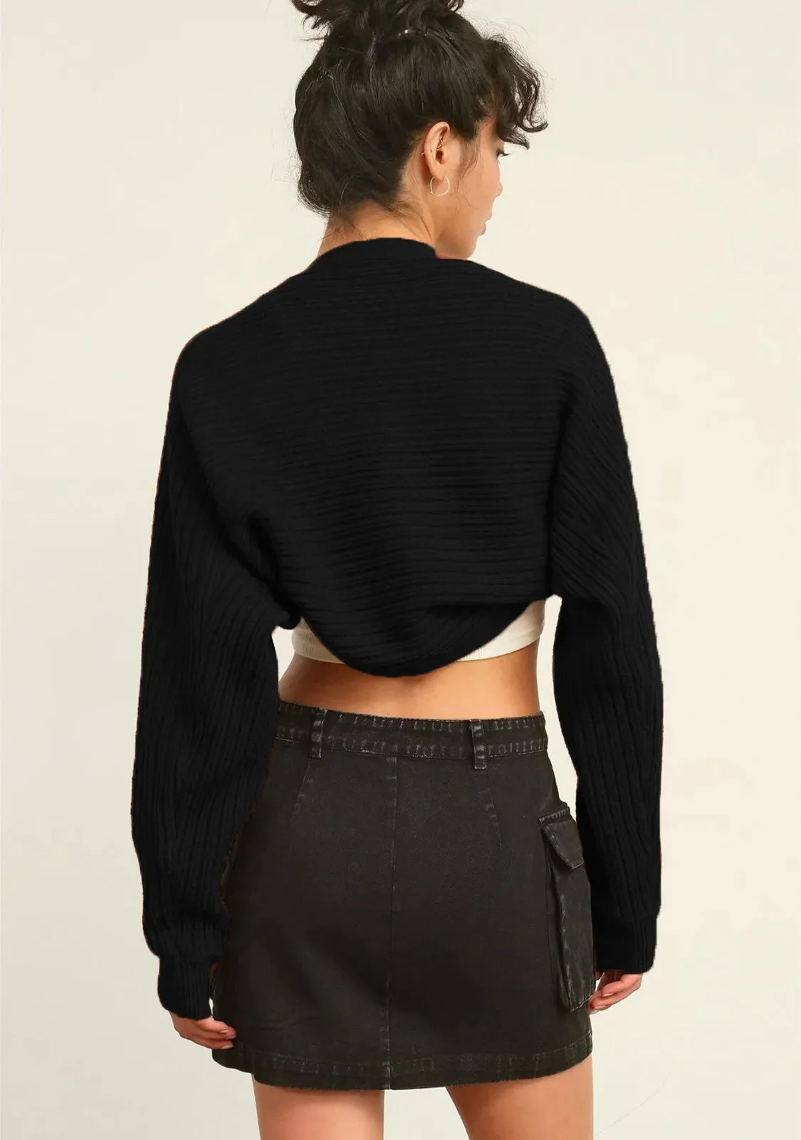 Ribbed Knit Bolero Cardigan