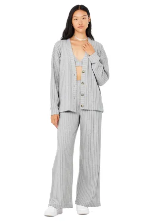 Ribbed Take Comfort Bra, Cardigan & Wide Leg Pant Set