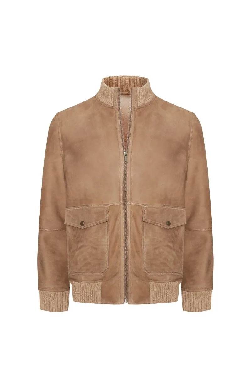 Rick Men's Shearling Bomber Jacket - Cappuccino/Beige