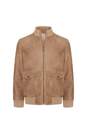 Rick Men's Shearling Bomber Jacket - Cappuccino/Beige