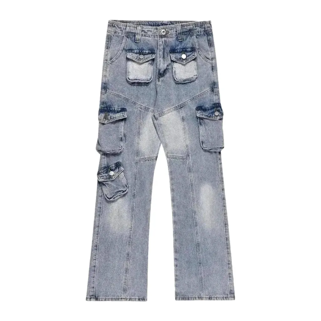 Sanded cargo fit vintage men's jeans