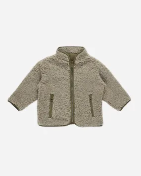 Shearling Zip Jacket || Olive