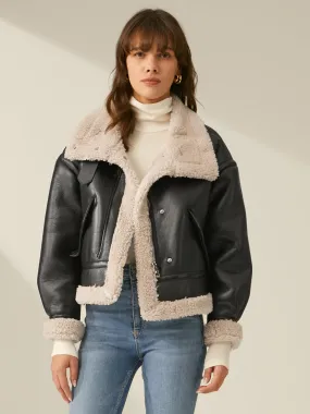 Sherpa Lined Shearling Leather Flight Jacket