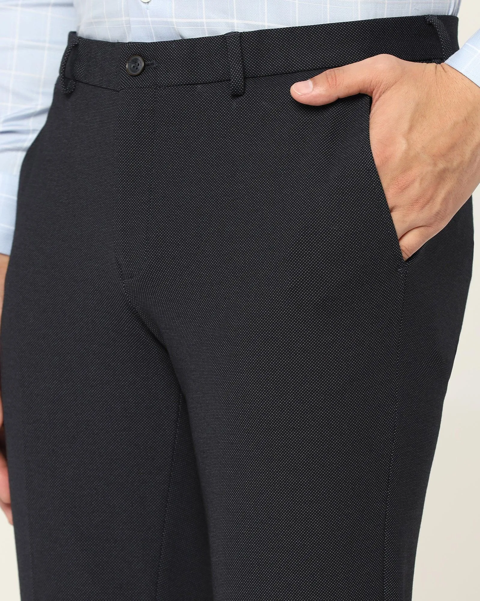 Slim Fit B-91 Formal Navy Textured Trouser - Reader