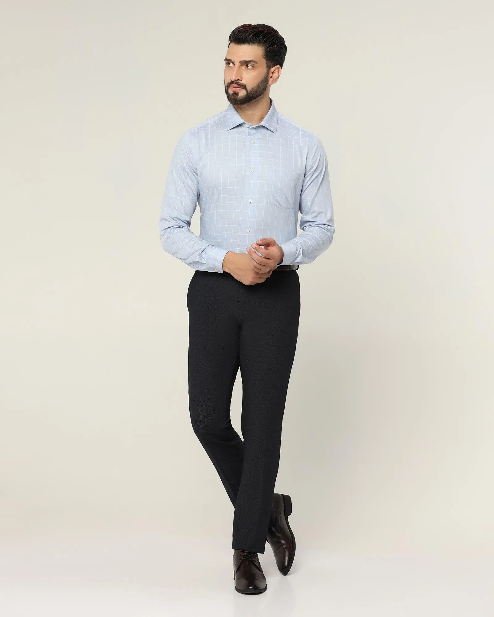 Slim Fit B-91 Formal Navy Textured Trouser - Reader