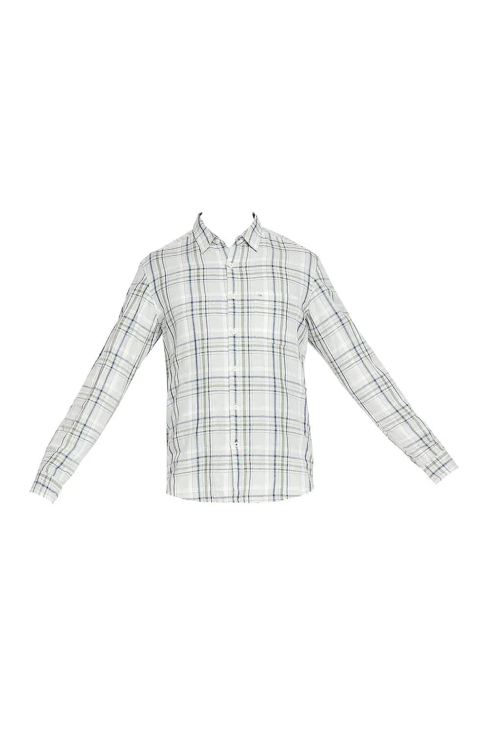 Slim Fit Cotton Linen Checks Shirt