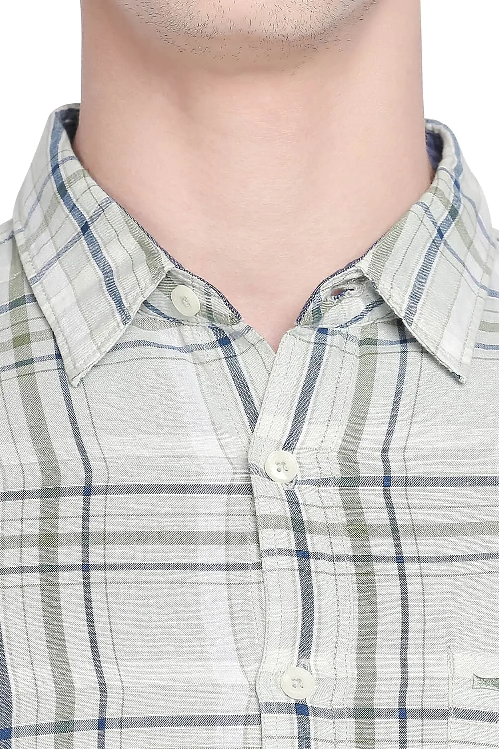 Slim Fit Cotton Linen Checks Shirt