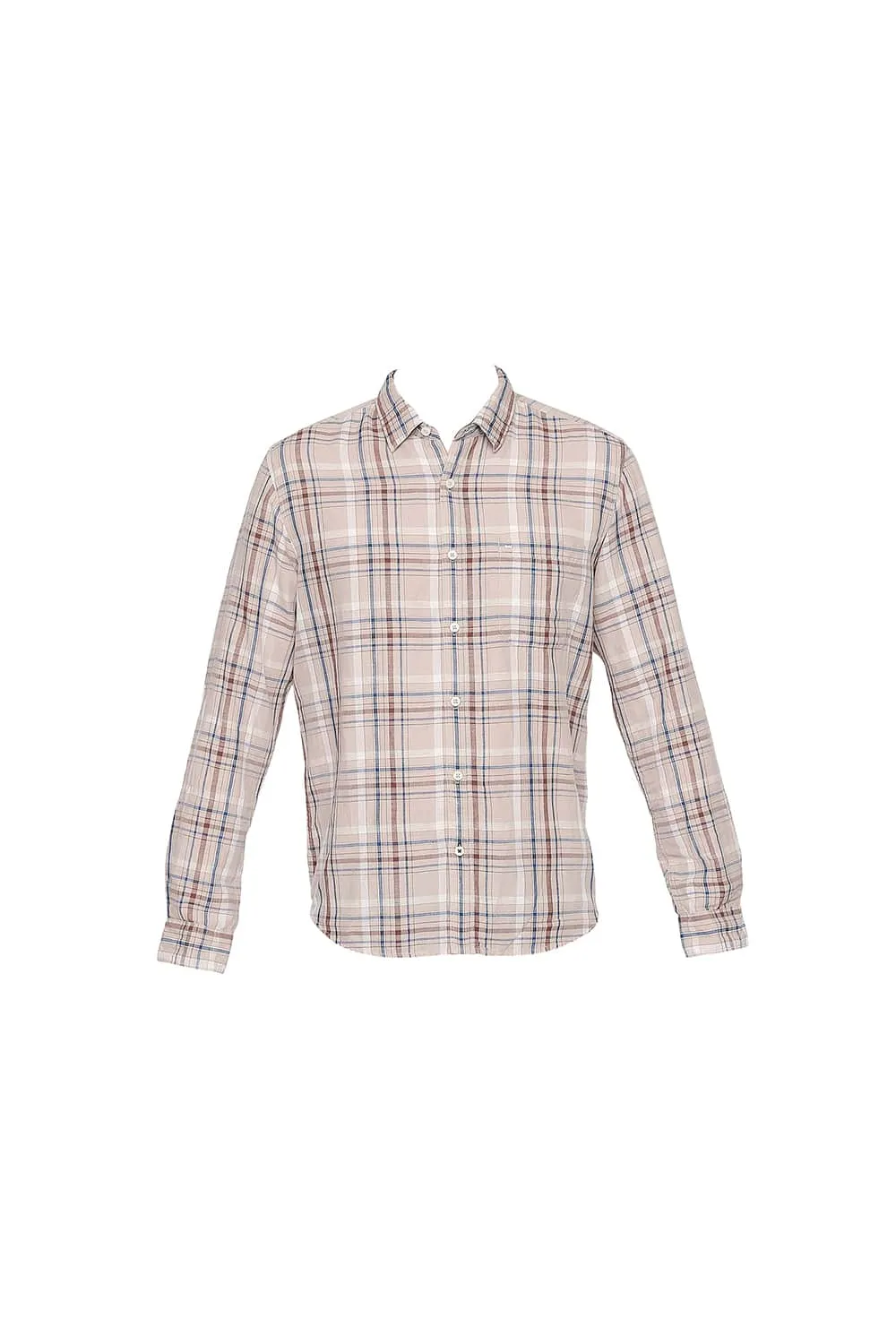 Slim Fit Cotton Linen Checks Shirt