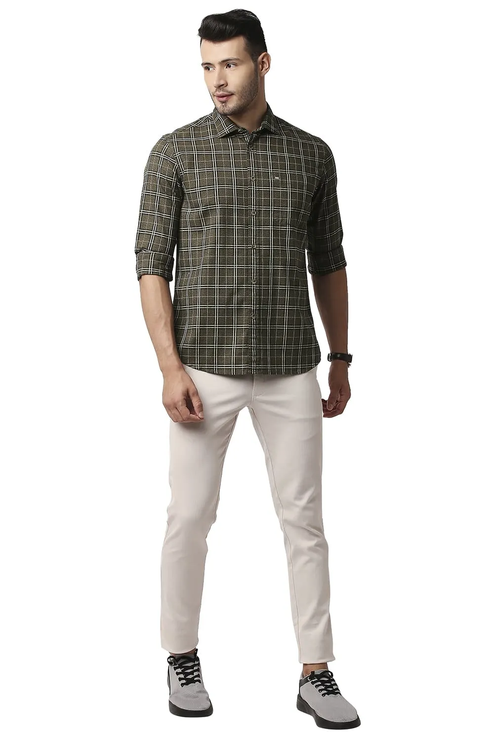 Slim Fit Crepe Checks Shirt