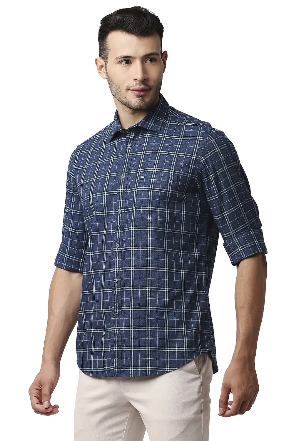 Slim Fit Crepe Checks Shirt