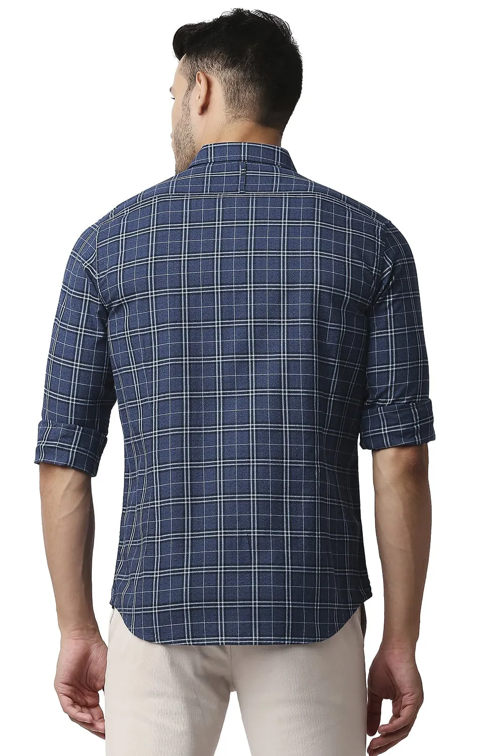 Slim Fit Crepe Checks Shirt