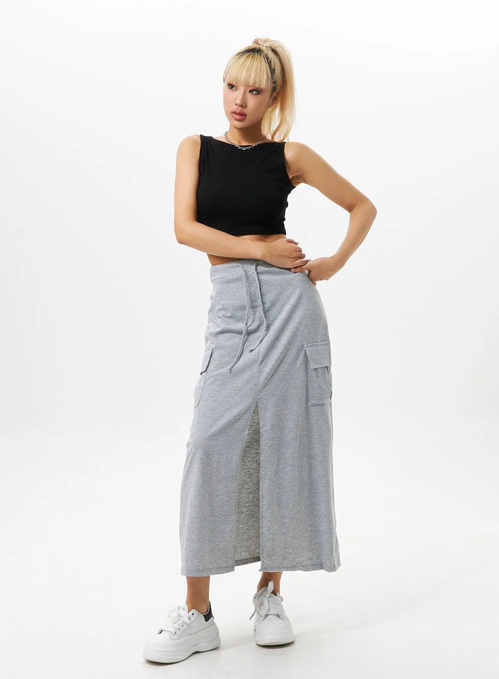 Slit Pocket Maxi Skirt IO326