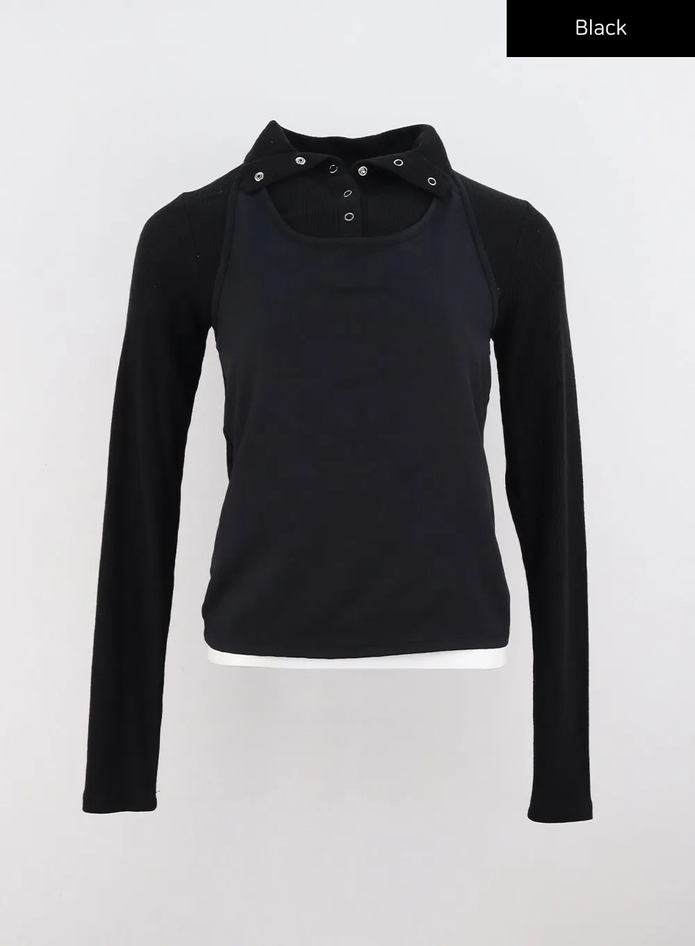 Snap Detail Slim Fit Long Sleeve Top CS313