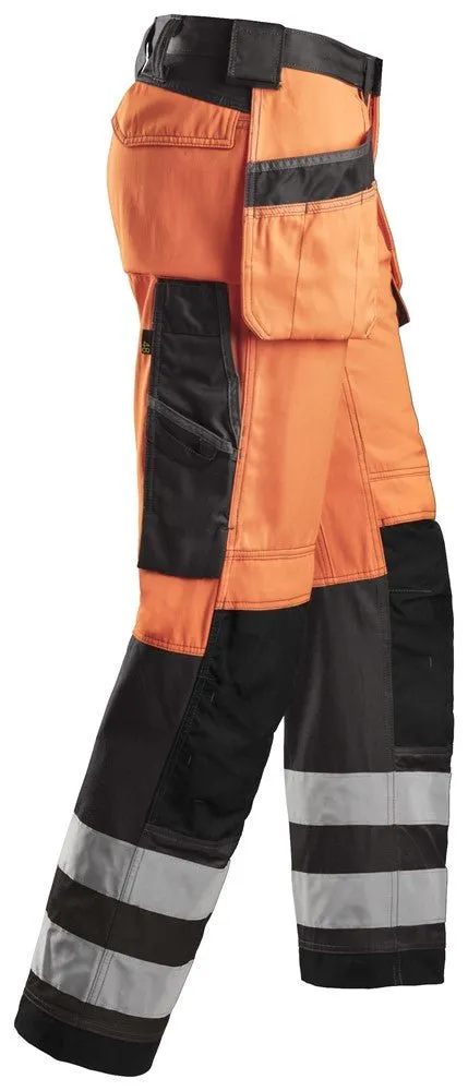 Snickers Hi Vis Trousers Kneepad & Holster Pockets Class 2 3233