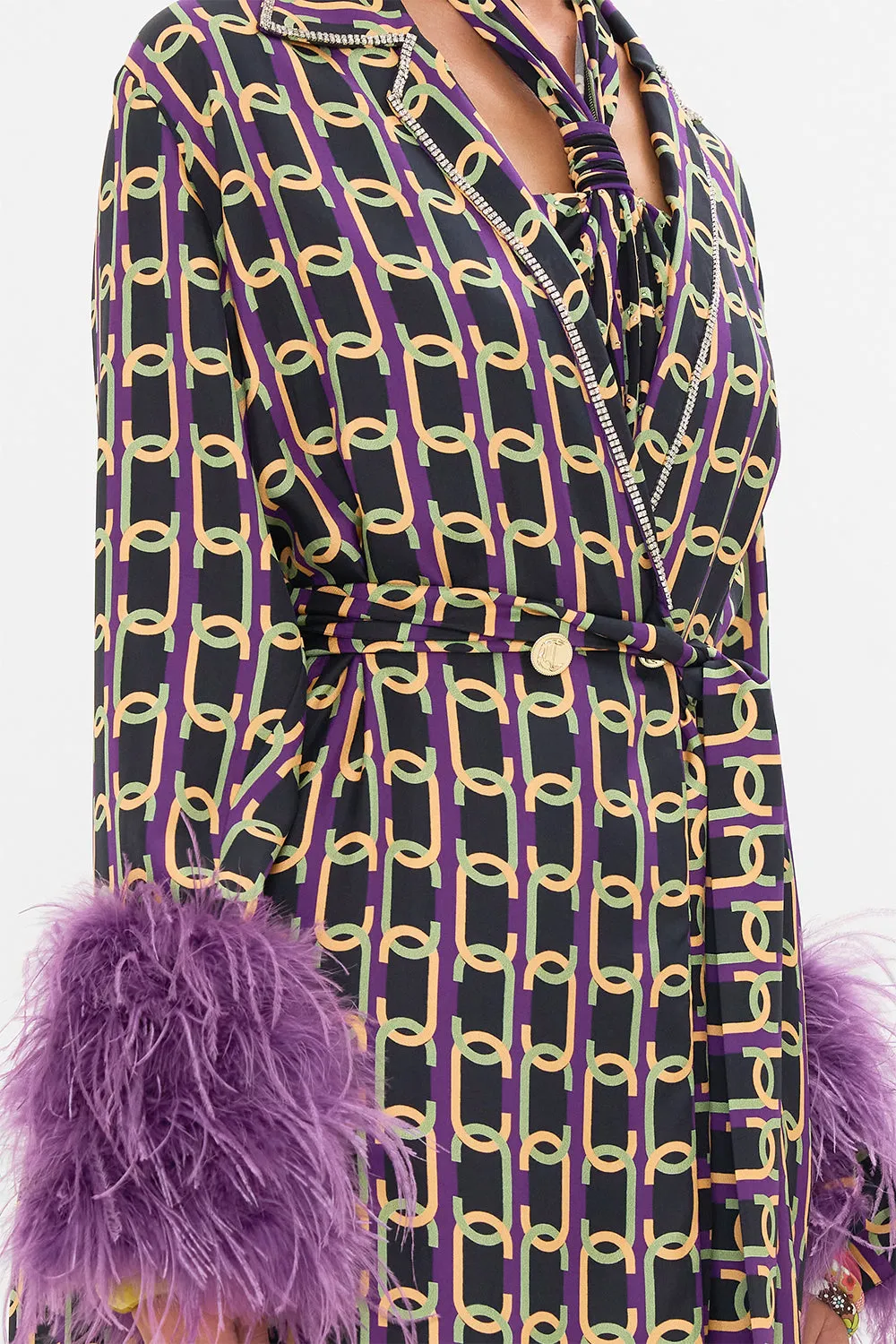 SPLIT CUFF SOFT COAT WITH FEATHERS FILM DIVA