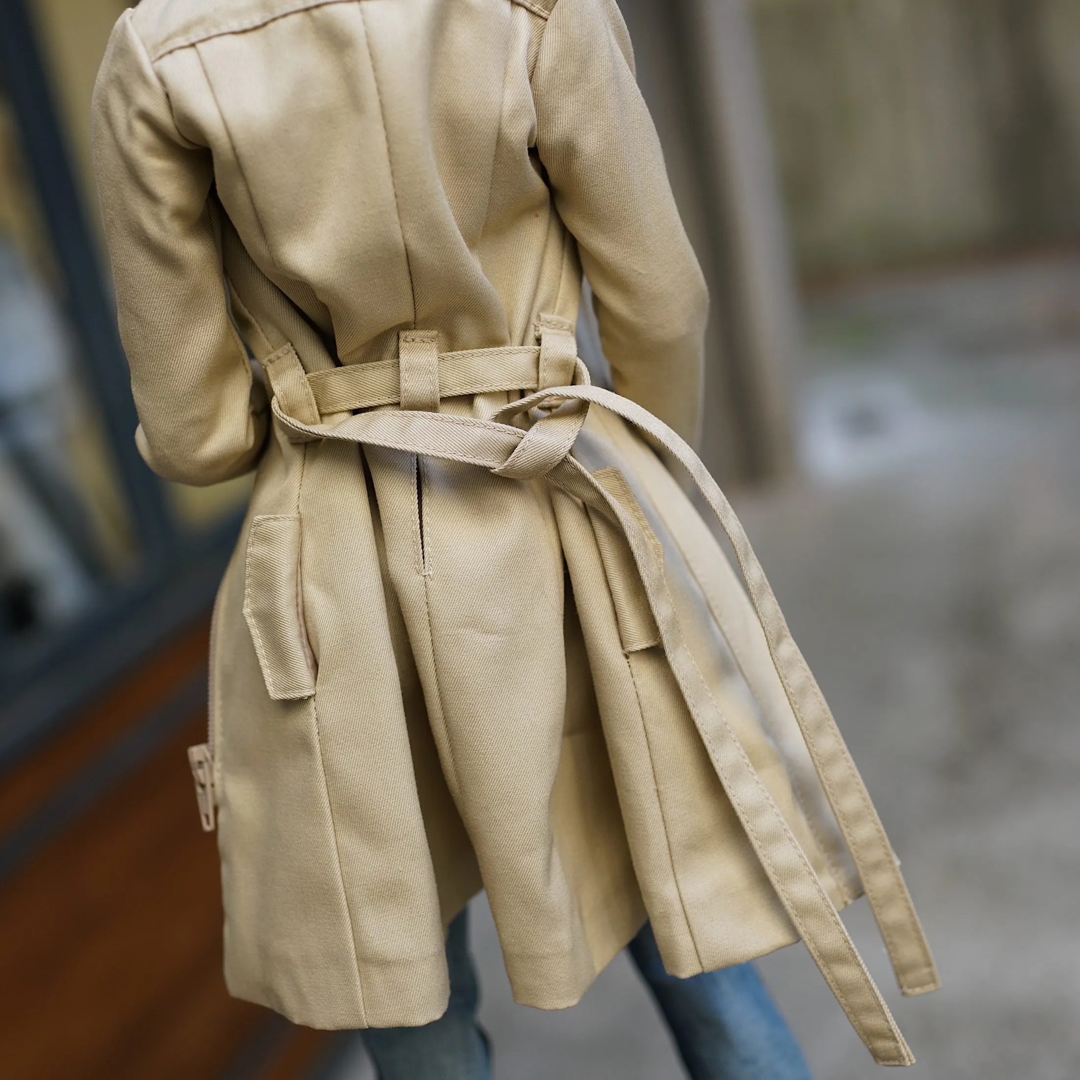 Stand Collar Trench Coat (Beige)