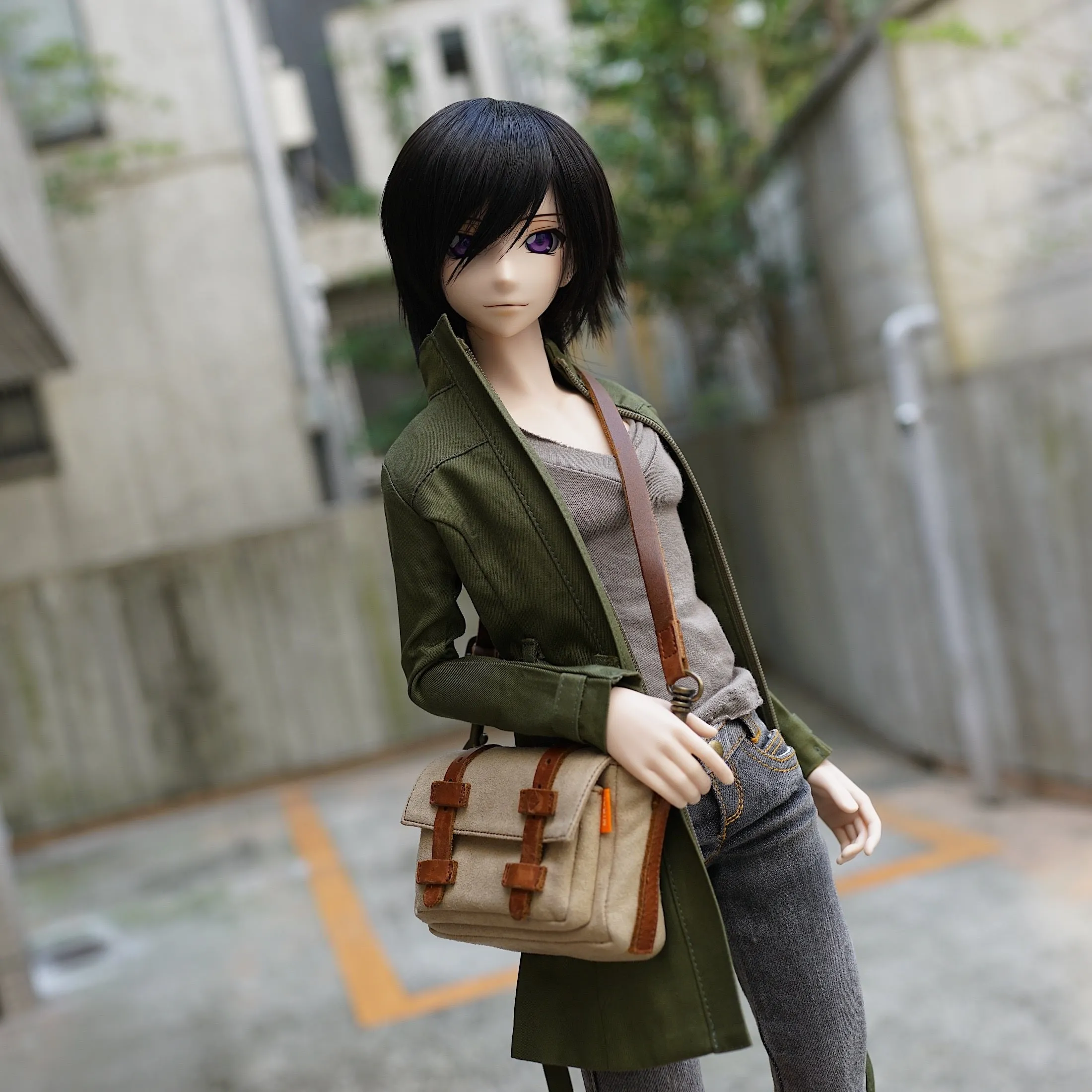 Stand Collar Trench Coat (Khaki Green)