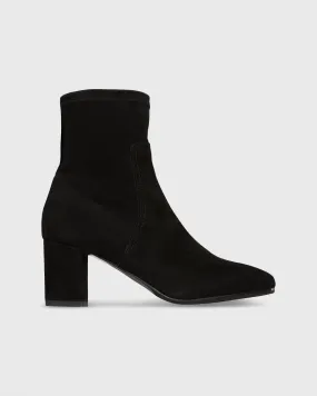 Stretch Ankle Boot in Black Suede