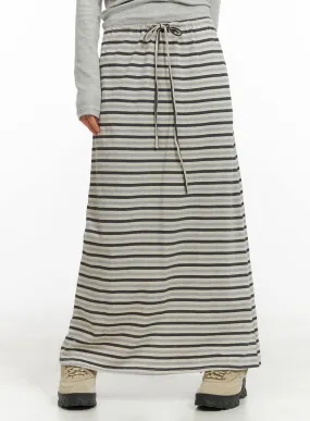 Striped Cotton Maxi Skirt CA418