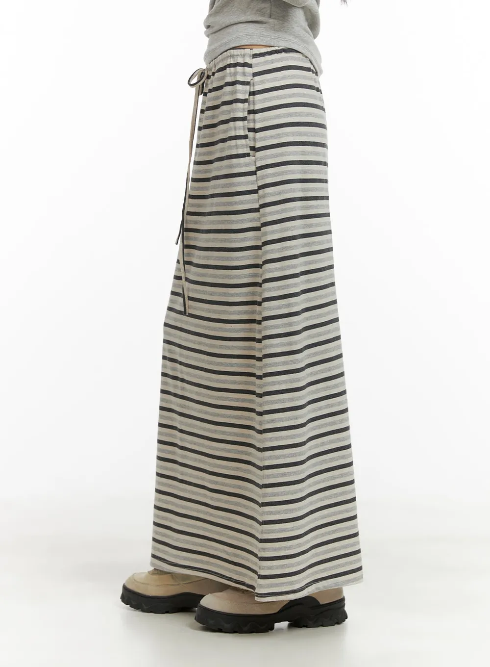 Striped Cotton Maxi Skirt CA418