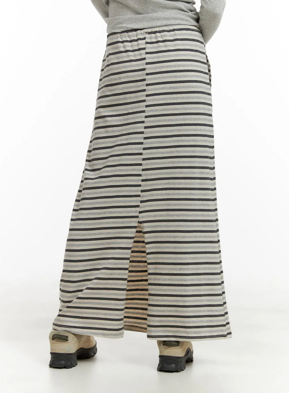 Striped Cotton Maxi Skirt CA418