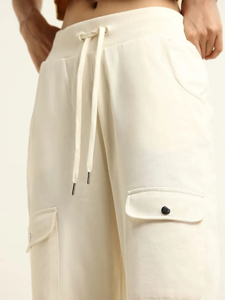 Studiofit Cream Cargo Track Pants