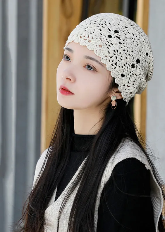 Stylish Beige Hollow Out Knit Bonnie Hat