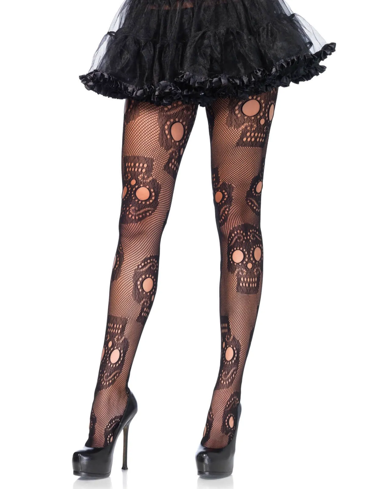 Sugar skull net pantyhose