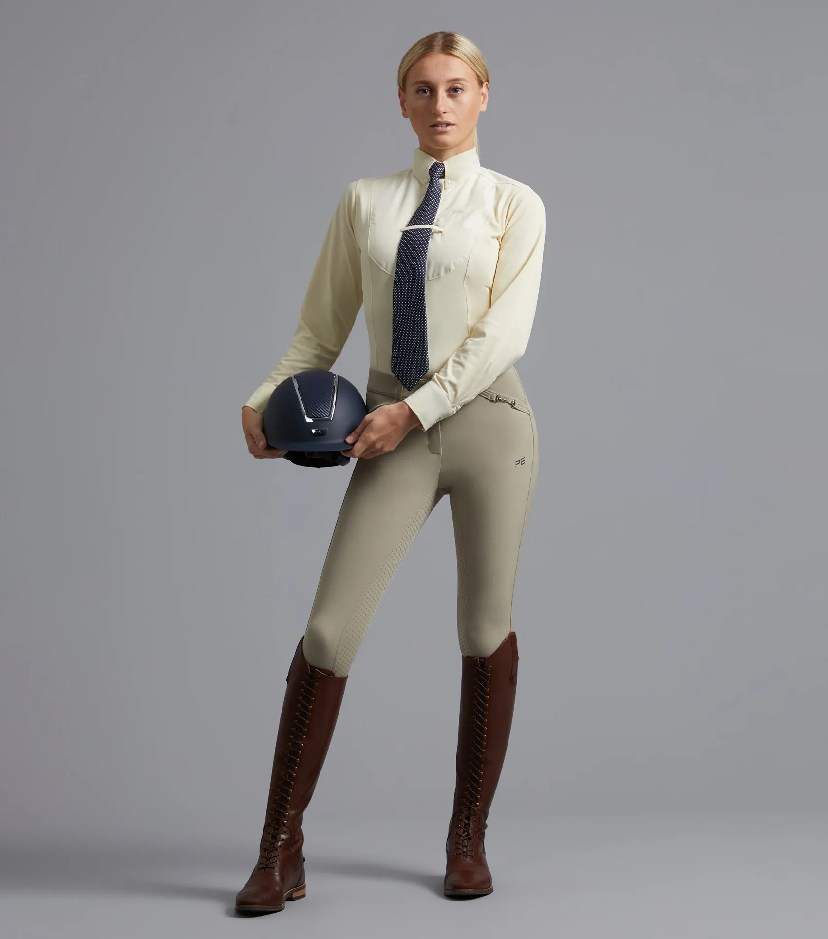 Tessa Ladies Long Sleeve Tie Shirt Vanilla