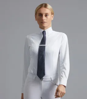 Tessa Ladies Long Sleeve Tie Shirt White