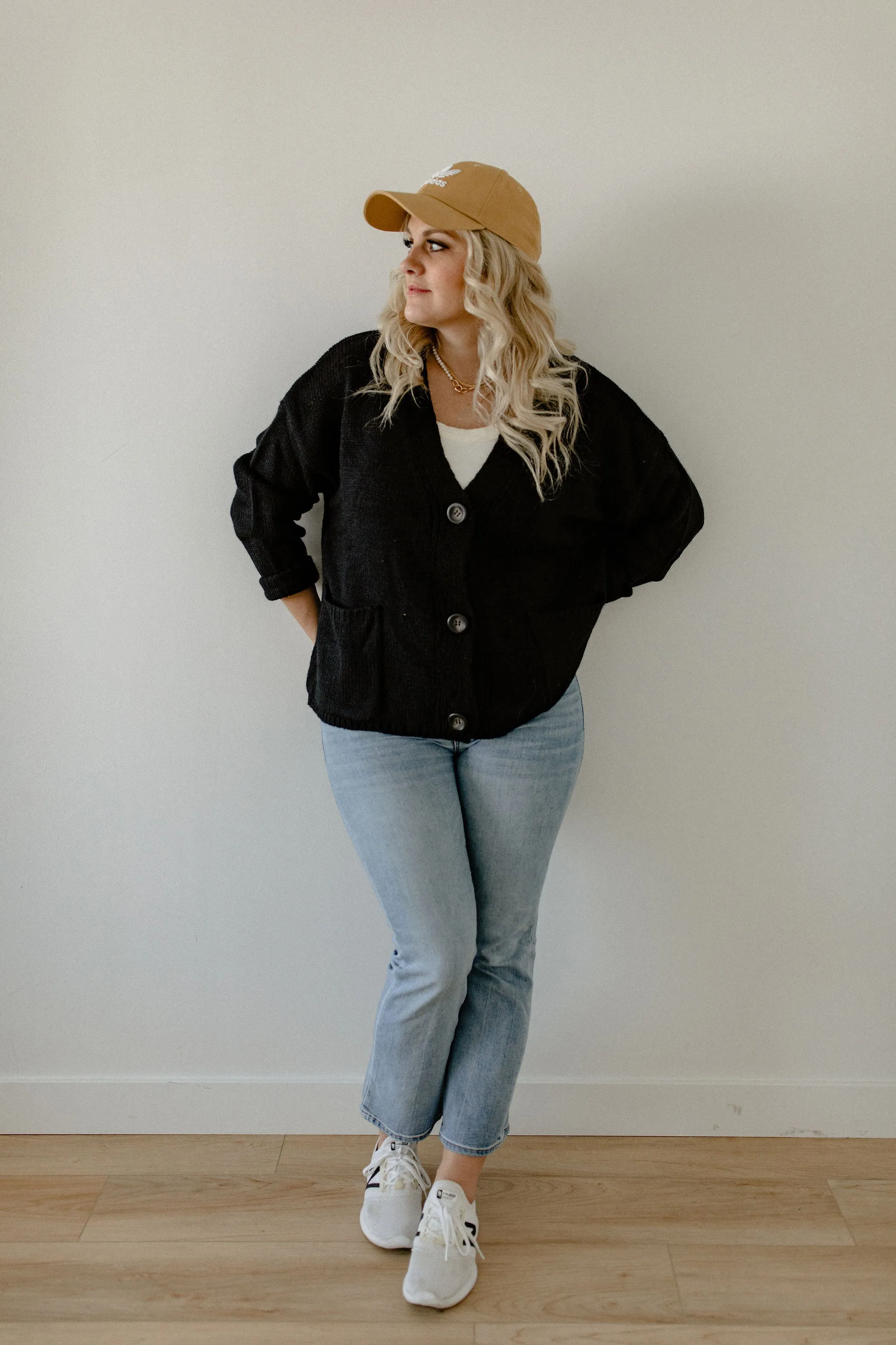 The Ashley Button Cardigan - Black