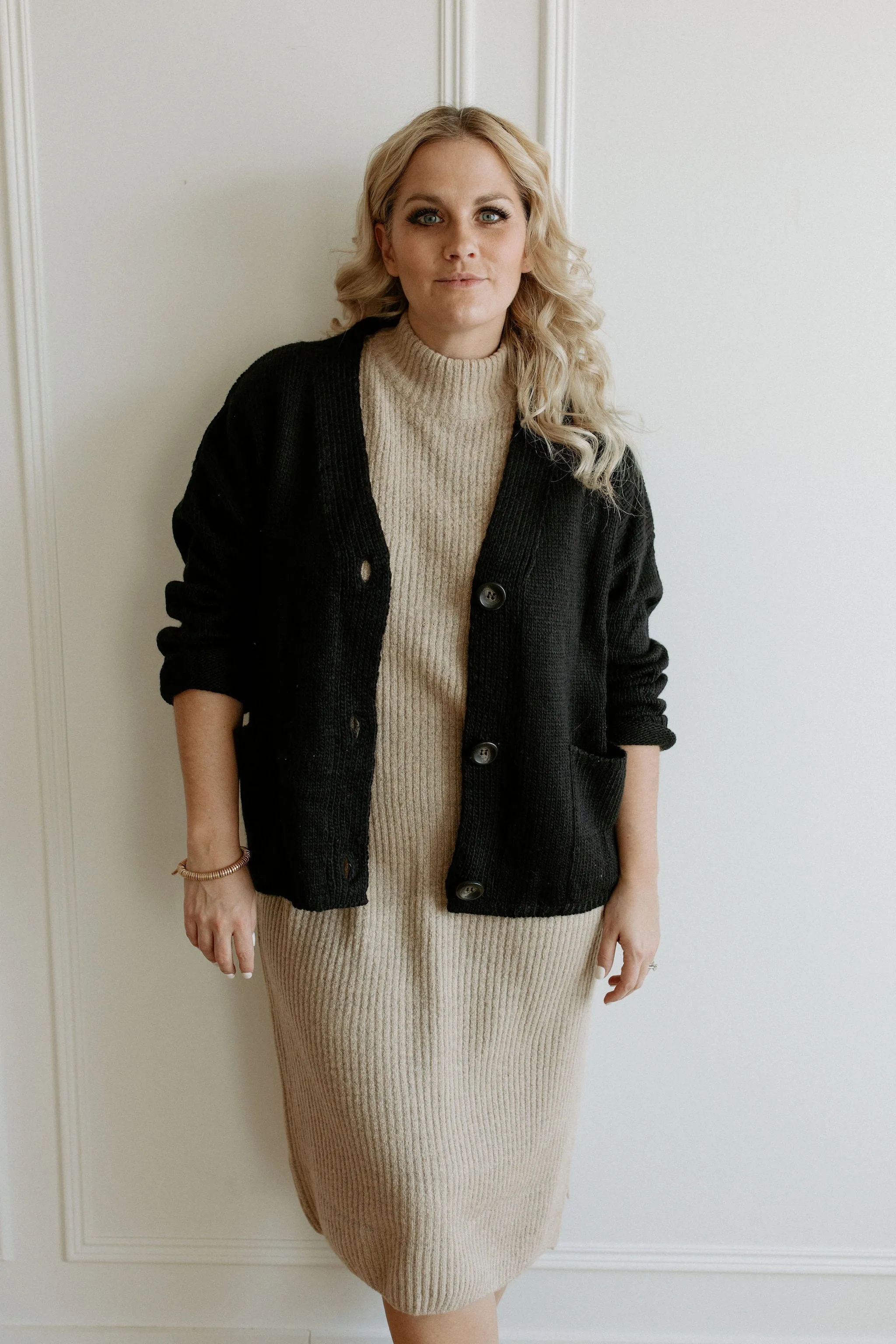 The Ashley Button Cardigan - Black