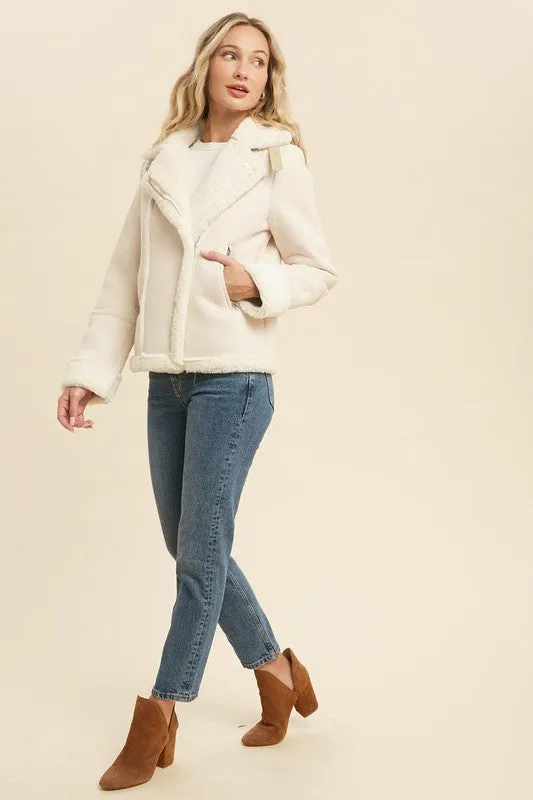 The Cade Faux Shearling Moto Jacket