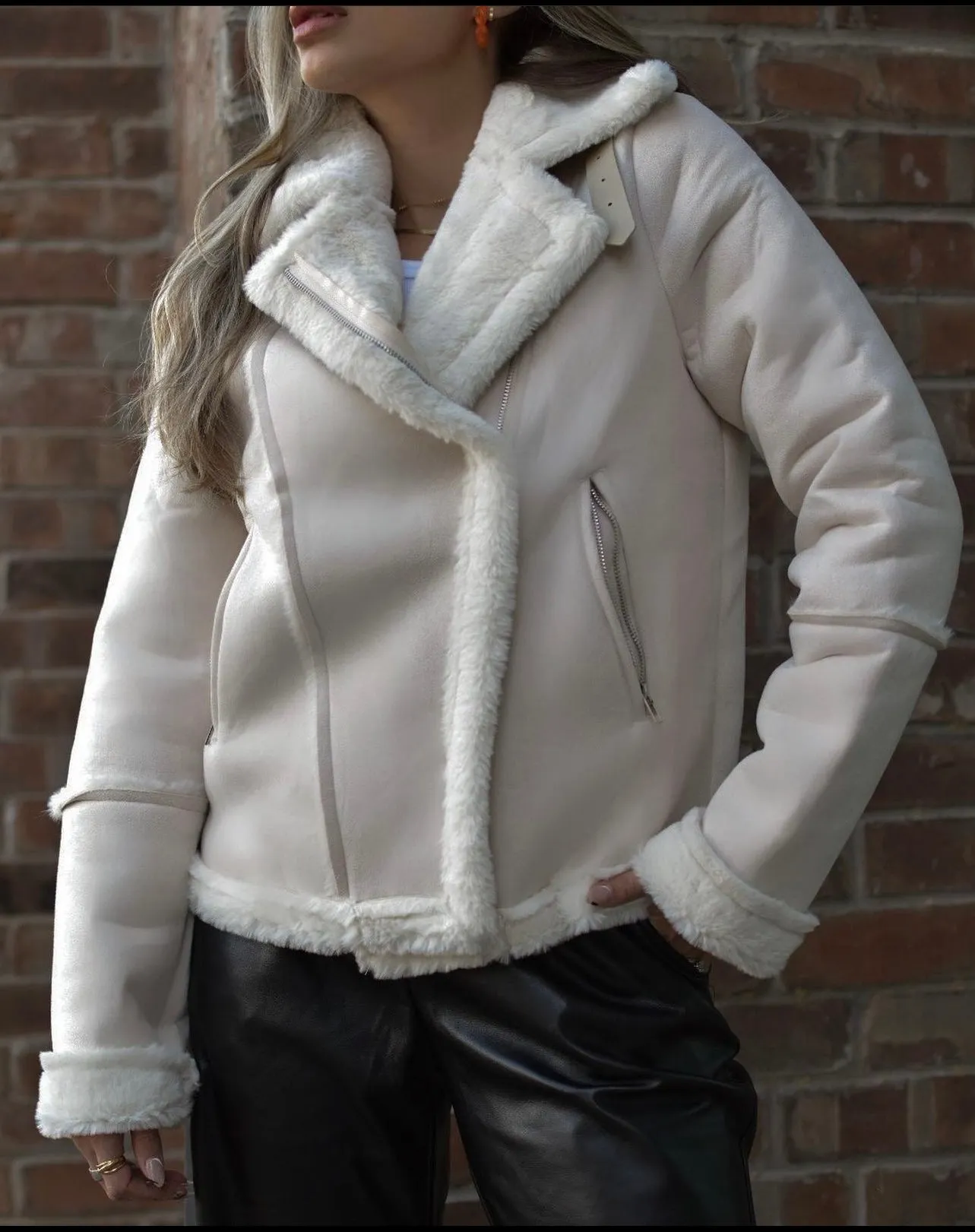 The Cade Faux Shearling Moto Jacket