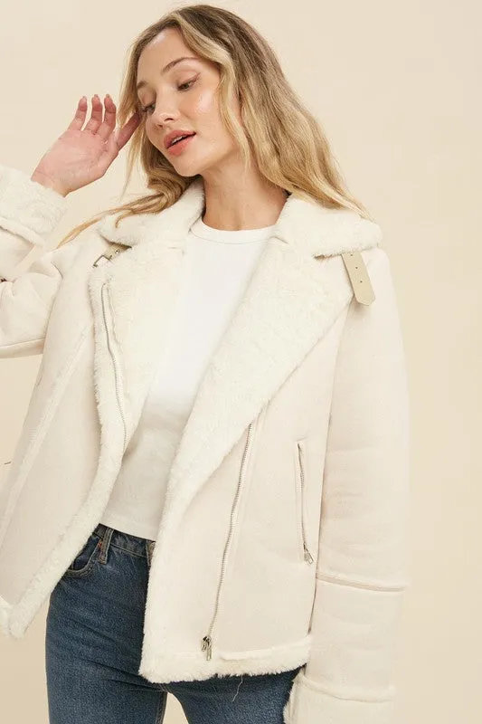 The Cade Faux Shearling Moto Jacket