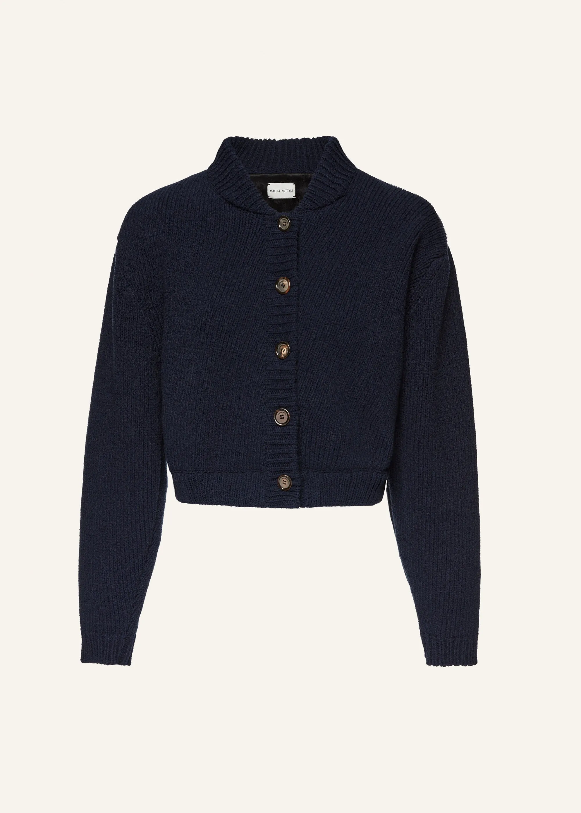 Thick knit cotton cardigan in navy